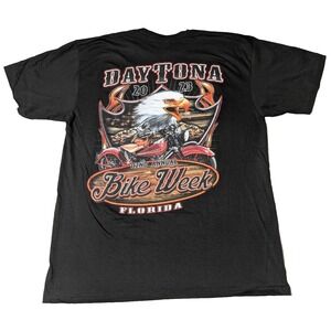 DAYTONA BIKE WEEK FLORIDA 2023 Men Large Black Cotton Double-Sided T-Shirt EUC